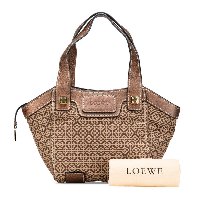 ロエベ ニューロードライン ハンドバッグ ベージュ ブラウン キャンバス レザー レディース LOEWE 【中古】