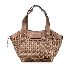 ロエベ ニューロードライン ハンドバッグ ベージュ ブラウン キャンバス レザー レディース LOEWE 中古