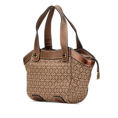 ロエベ ニューロードライン ハンドバッグ ベージュ ブラウン キャンバス レザー レディース LOEWE 【中古】