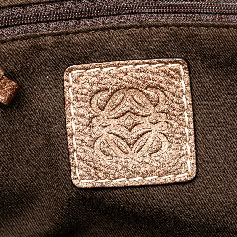 ロエベ ニューロードライン ハンドバッグ ベージュ ブラウン キャンバス レザー レディース LOEWE 【中古】