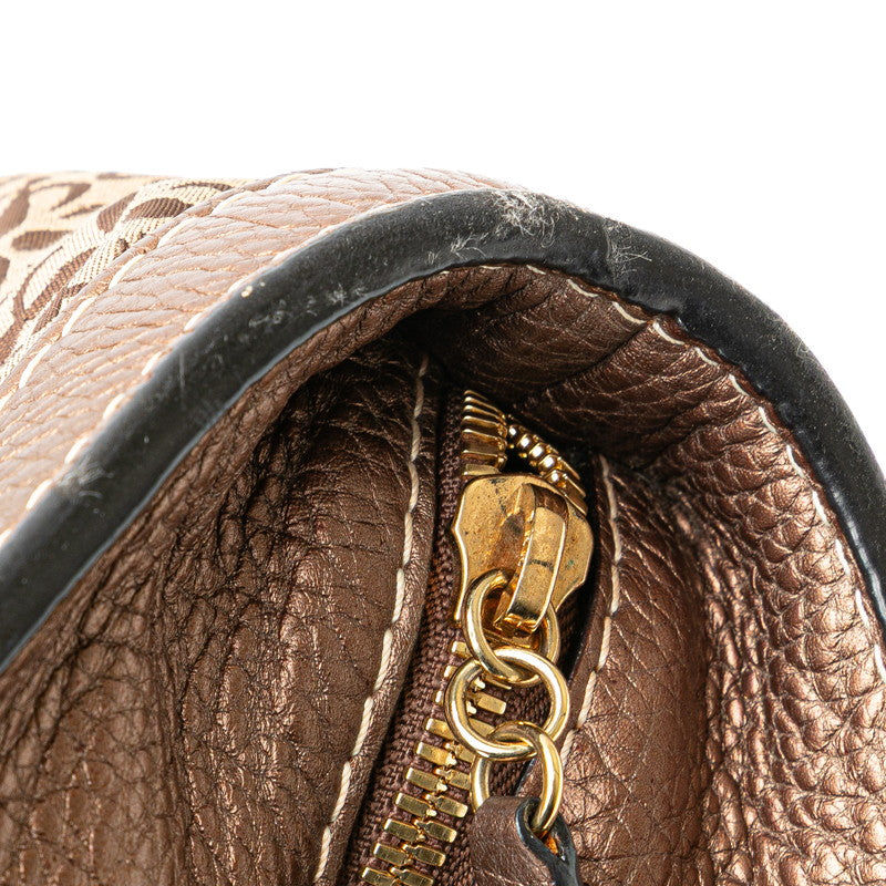 ロエベ ニューロードライン ハンドバッグ ベージュ ブラウン キャンバス レザー レディース LOEWE 【中古】