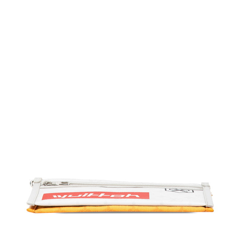ルイ ヴィトン モノグラム フラットメッセンジャー 斜め掛け ショルダーバッグ M44640 グレー オレンジ PVC キャンバス レディース LOUIS VUITTON 【中古】