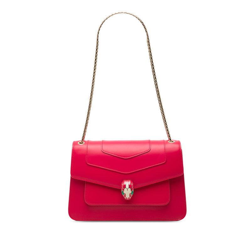 ブルガリ セルペンティ フォーエバー チェーン ショルダーバッグ ピンク レザー レディース BVLGARI 【中古】
