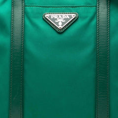 プラダ 三角ロゴプレート ハンドバッグ ショルダーバッグ 2WAY B1066M グリーン ナイロン レザー レディース PRADA 【中古】