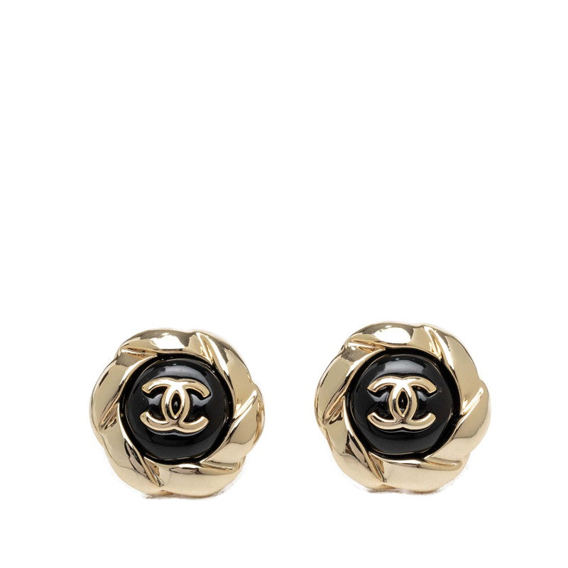 シャネル ヴィンテージ ココマーク ピアス ゴールド ブラック メッキ レディース CHANEL 【中古】
