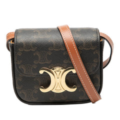 セリーヌ トリオンフ ミニクロード 斜め掛け ショルダーバッグ ブラウン タン PVC レザー レディース CELINE 【中古】