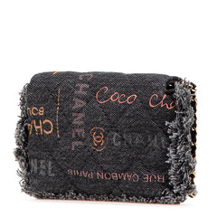 シャネル マトラッセ ココマーク フリンジ 斜め掛け チェーン ショルダーバッグ ポシェット ブラック マルチカラー デニム レザー レディース CHANEL 【中古】