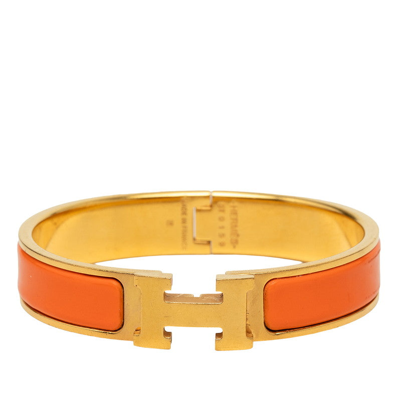 エルメス クリックH PM ブレスレット オレンジ ゴールド メッキ エナメル レディース HERMES 中古