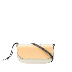 ロエベ アナグラム ゲートポシェット ショルダーバッグ ベージュ グレー レザー レディース LOEWE 【中古】