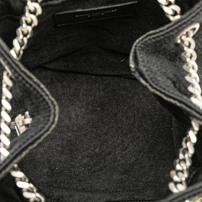 サンローラン フラワー 花 モチーフ チェーン ショルダーバッグ ブラック マルチカラー キャンバス レディース SAINT LAURENT 【中古】