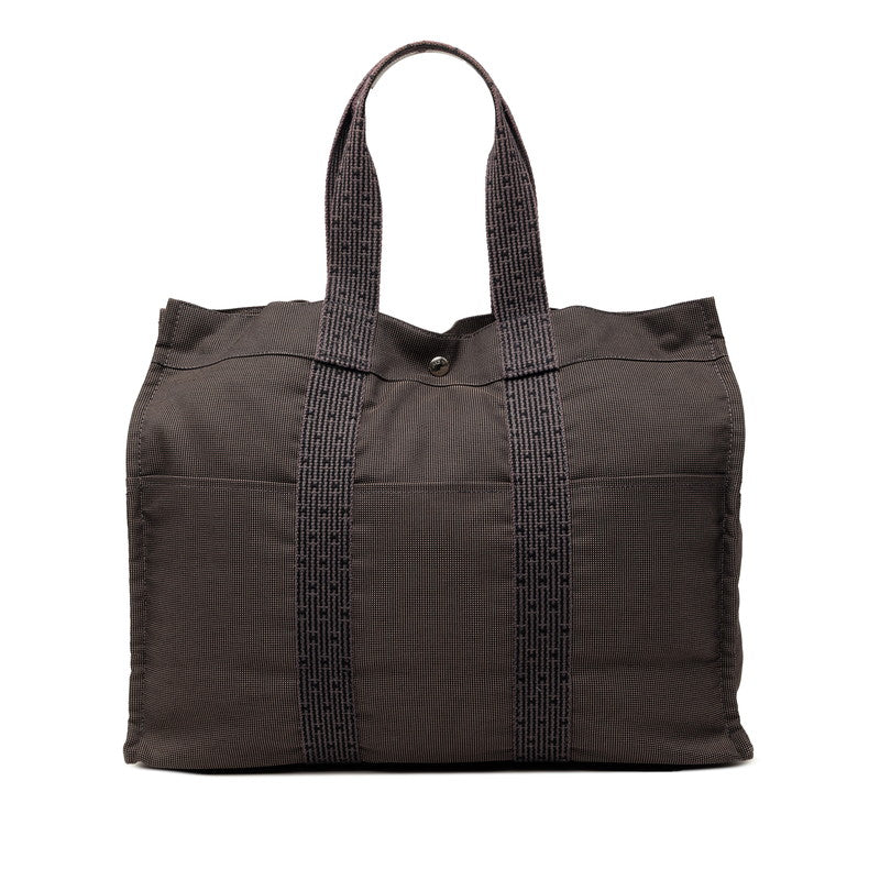 エルメス エールライン トートGM ハンドバッグ トートバッグ ブラック グレー キャンバス レディース HERMES 【中古】