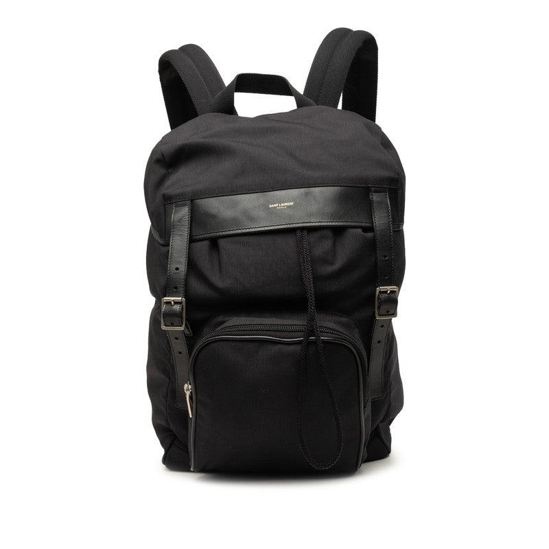 サンローラン リュック バックパック 437089 ブラック キャンバス レザー レディース SAINT LAURENT 【中古】
