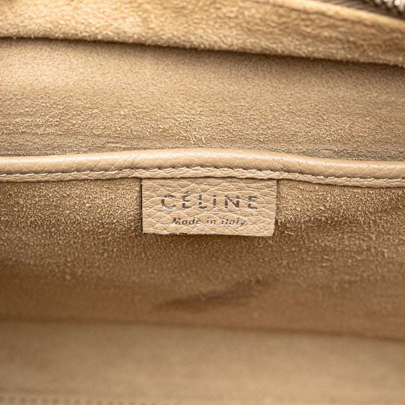 セリーヌ ラゲージ ナノショッパー ハンドバッグ ショルダーバッグ 2WAY ベージュ グレージュ レザー レディース CELINE 【中古】