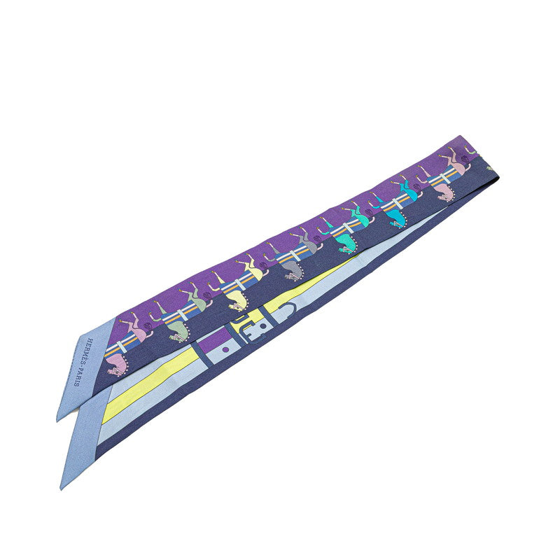 エルメス ツイリー Rocabar ロカバール 馬 スカーフ パープル マルチカラー シルク レディース HERMES 【中古】