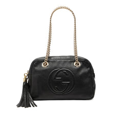 グッチ ソーホー タッセル チェーン ショルダーバッグ 308983 ブラック レザー レディース GUCCI 【中古】