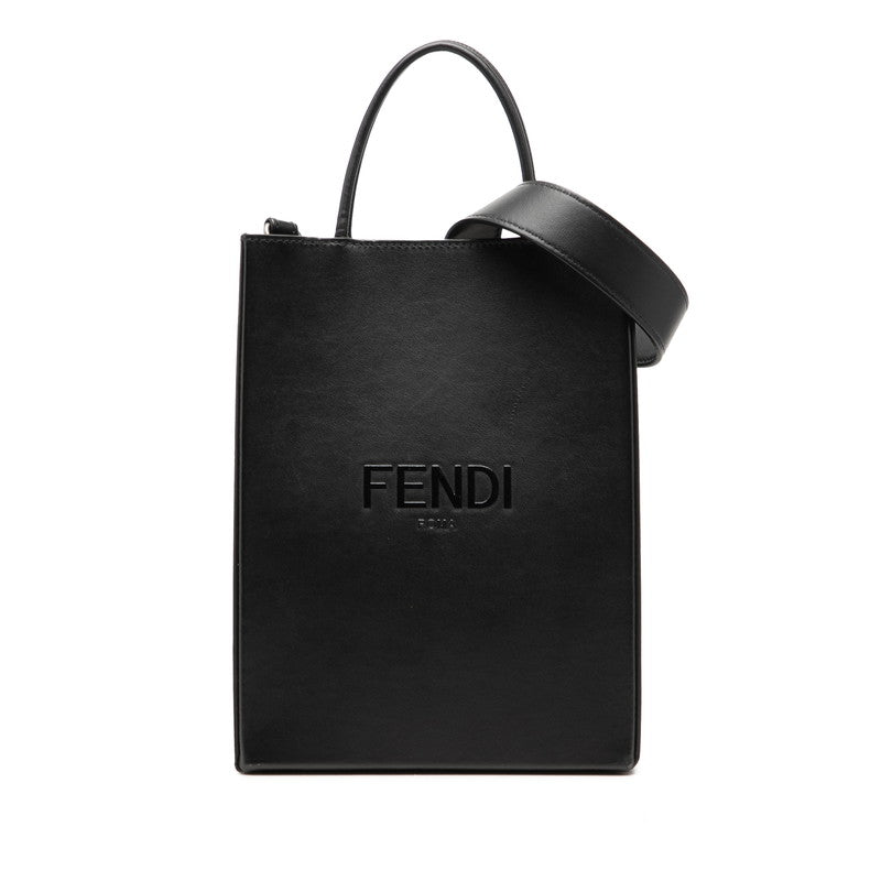 フェンディ ショッピングバッグ スモール ハンドバッグ ショルダーバッグ 2WAY 7VA512 ブラック レザー レディース FENDI 【中古】