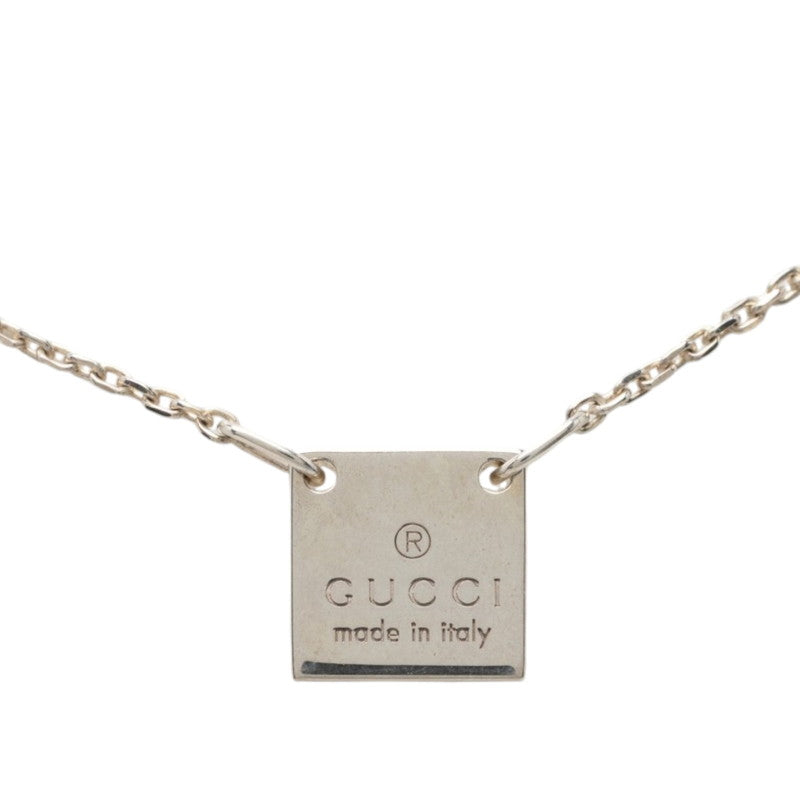 グッチ ミニ スクエア プレート ペンダント ネックレス SV925 シルバー レディース GUCCI 【中古】