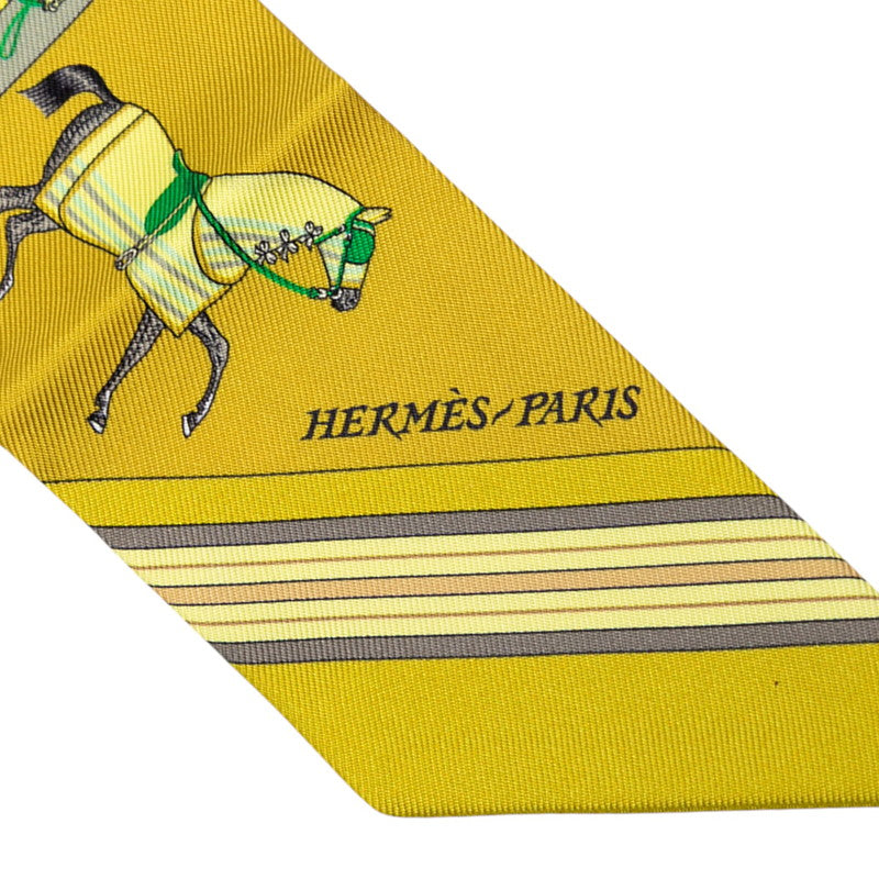 エルメス ツイリー COUVERTURES ET TENUES 馬着 スカーフ イエロー グレー マルチカラー シルク レディース HERMES 【中古】