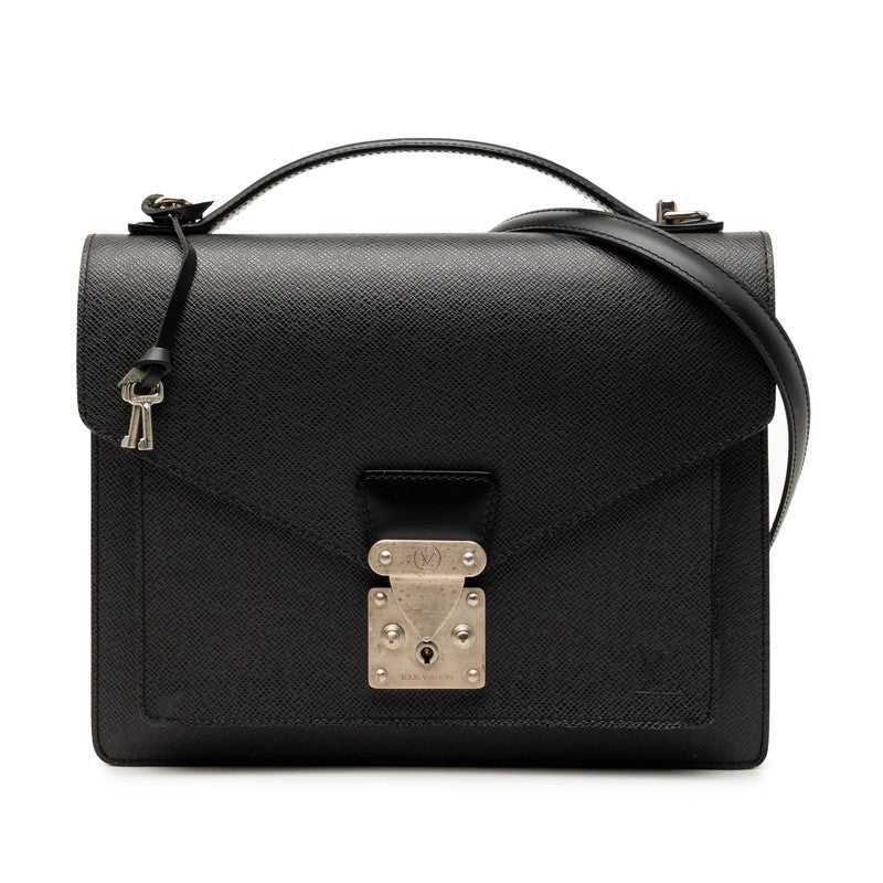 ルイ ヴィトン タイガ モンソー ハンドバッグ ショルダーバッグ 2WAY M32002 アルドワーズ ブラック PVC レザー メンズ LOUIS VUITTON 【中古】