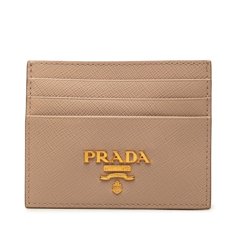 プラダ カードケース カードホルダー 1MC025 ピンクベージュ系 サフィアーノレザー レディース PRADA 中古