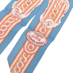 エルメス ツイリー BRIDE DE COUR ブリッド ドゥ クール スカーフ ブルー系 オレンジ系 シルク レディース HERMES 中古