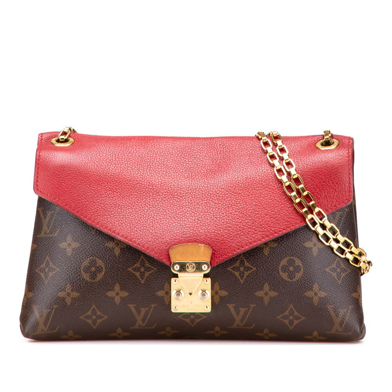 ルイ ヴィトン モノグラム パラスチェーン チェーン ショルダーバッグ M41201 ブラウン スリーズ レッド レザー レディース LOUIS VUITTON 【中古】