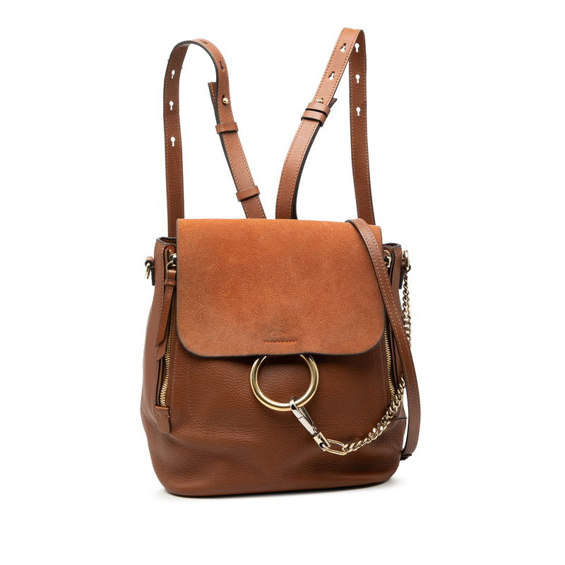 クロエ フェイ リュック バックパック ブラウン レザー スウェード レディース Chloe 【中古】