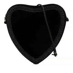 サンローラン 斜め掛け ハート ショルダーバッグ ポシェット ブラック ベロア レディース SAINT LAURENT 中古