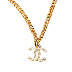 シャネル ココマーク アフリカ大陸モチーフ ラインストーン ネックレス ゴールド メッキ フェイクパール レディース CHANEL 【中古】