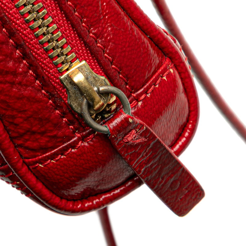 ロエベ アナグラム アマソナ ミニバッグ 斜め掛け ショルダーバッグ レッド パテントレザー レディース LOEWE 【中古】