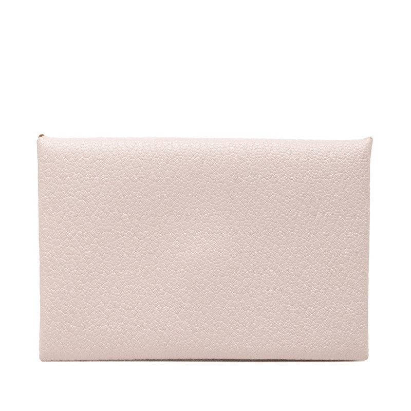 エルメス カルヴィ カードケース 名刺入れ モーヴペール ピンク シェブルミゾル レディース HERMES 【中古】