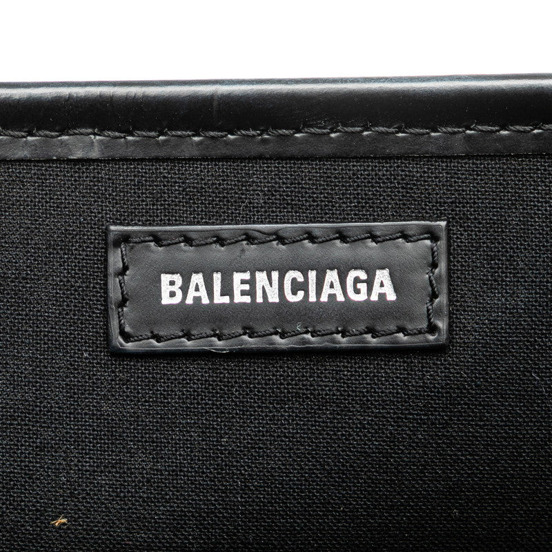 バレンシアガ ネイビーカバス ハンドバッグ トートバッグ 339933 ベージュ ブラック キャンバス レザー レディース BALENCIAGA 【中古】