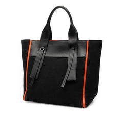 プラダ ウーヴェルチュール ミディアム トートバッグ 1BG233 ブラック オレンジ キャンバス レザー レディース PRADA 【中古】
