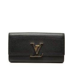 ルイ ヴィトン ポルト フォイユ カプシーヌ 長財布 M61248 ノワール ブラック トリヨンレザー レディース LOUIS VUITTON 【中古】