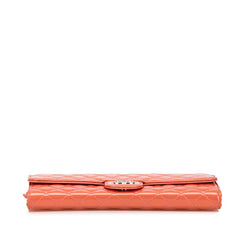 シャネル マトラッセ ココマーク チェーンウォレット 長財布 オレンジ パテントレザー レディース CHANEL 【中古】