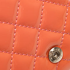 シャネル マトラッセ ココマーク チェーンウォレット 長財布 オレンジ パテントレザー レディース CHANEL 【中古】