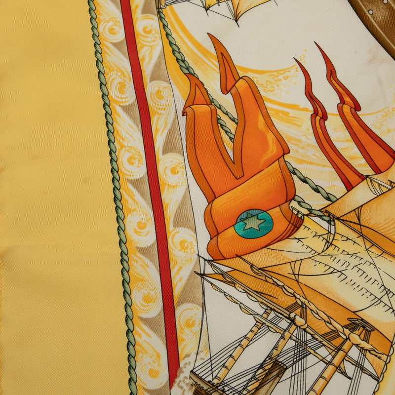 エルメス カレ90 Vive le ven 風よ吹け スカーフ ベージュ マルチカラー シルク レディース HERMES 【中古】