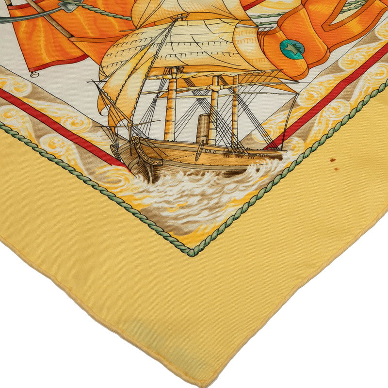 エルメス カレ90 Vive le ven 風よ吹け スカーフ ベージュ マルチカラー シルク レディース HERMES 【中古】