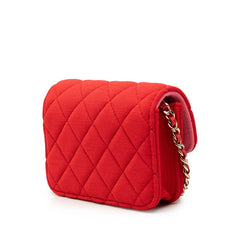 シャネル ココマーク ミニミニ マトラッセ 斜め掛け チェーン ショルダーバッグ レッド コットン レディース CHANEL 【中古】