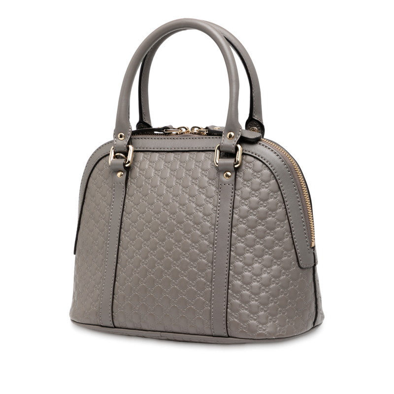 グッチ マイクログッチシマ ハンドバッグ ショルダーバッグ 2WAY 449654 グレー レザー レディース GUCCI 【中古】