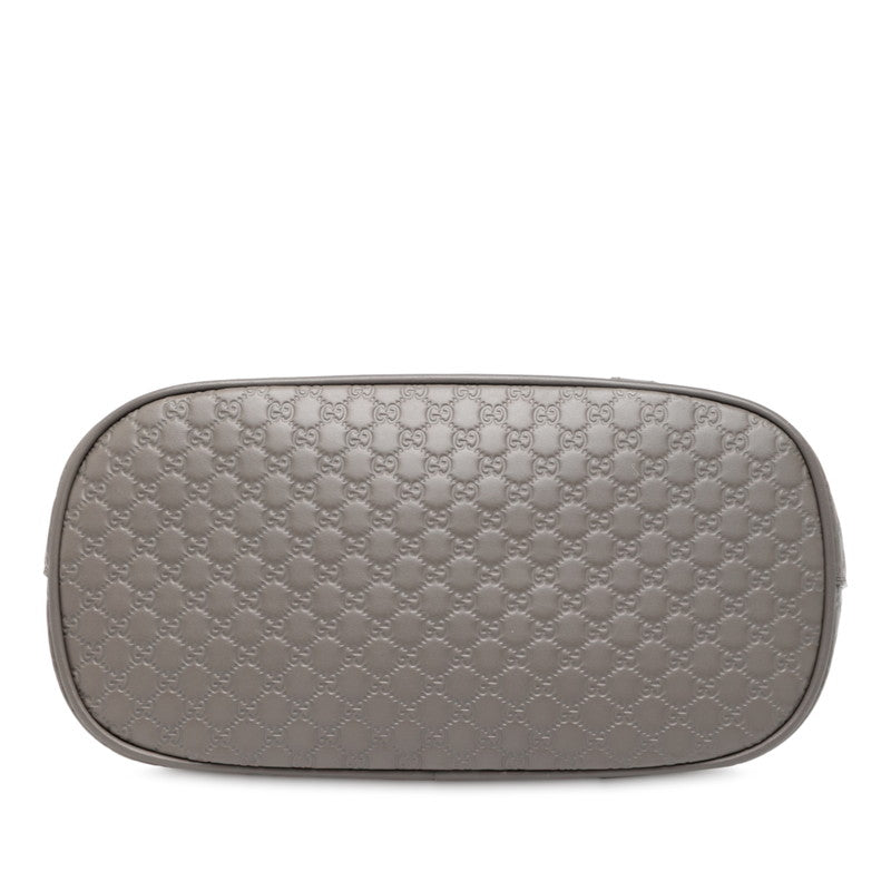 グッチ マイクログッチシマ ハンドバッグ ショルダーバッグ 2WAY 449654 グレー レザー レディース GUCCI 【中古】