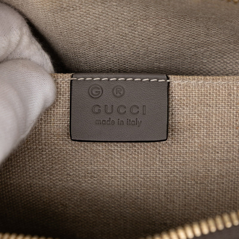 グッチ マイクログッチシマ ハンドバッグ ショルダーバッグ 2WAY 449654 グレー レザー レディース GUCCI 【中古】