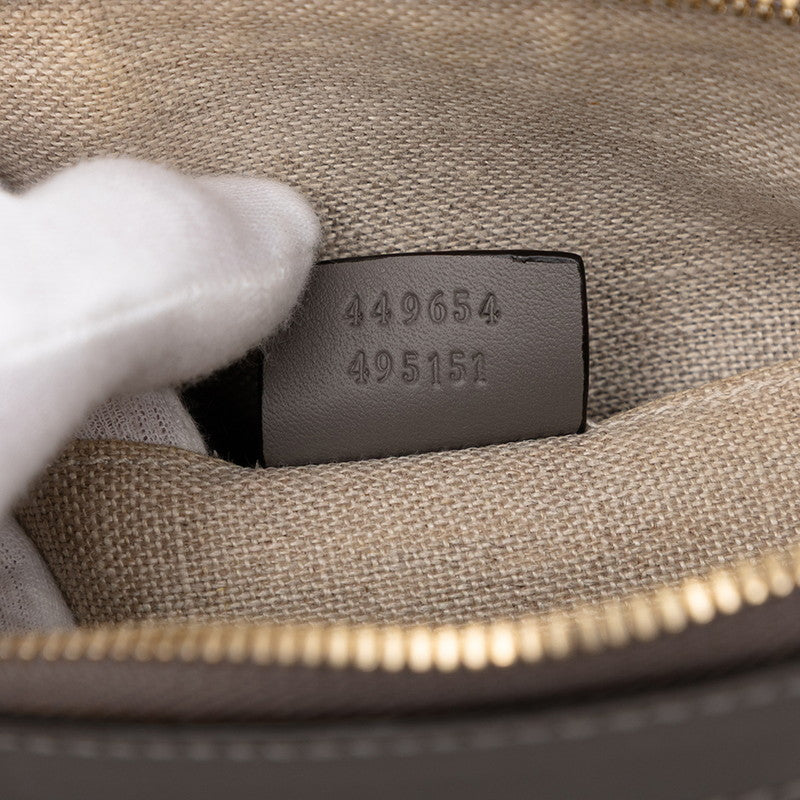 グッチ マイクログッチシマ ハンドバッグ ショルダーバッグ 2WAY 449654 グレー レザー レディース GUCCI 【中古】