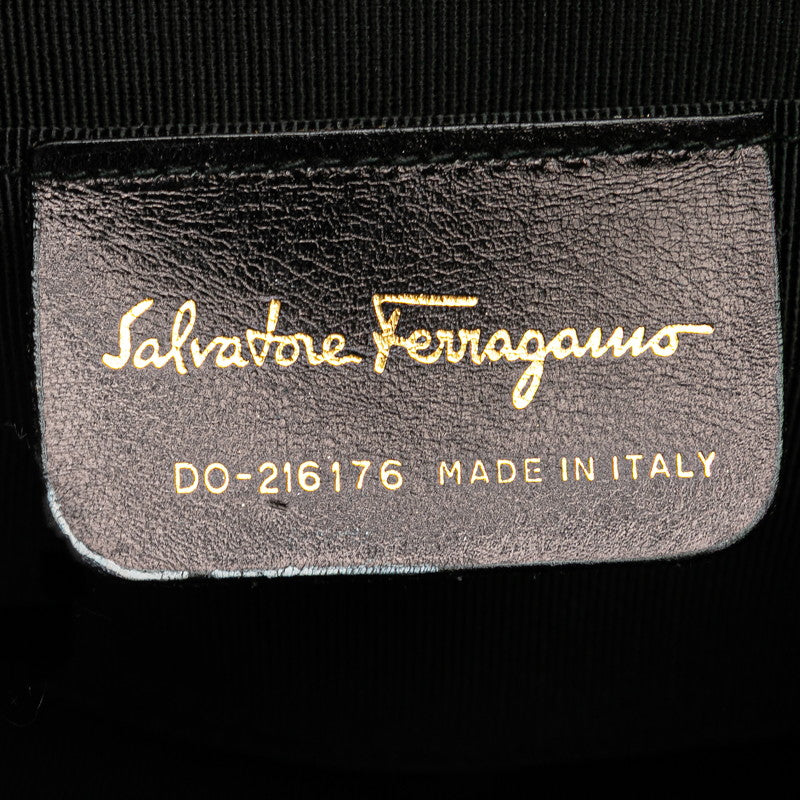 サルヴァトーレフェラガモ ガンチーニ ハンドバッグ DO-216176 ホワイト ストロー レディース Salvatore Ferragamo 【中古】