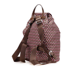 プラダ 三角ロゴプレート リュック バックパック BZ0032 ブラウン ピンク ナイロン レザー レディース PRADA 【中古】
