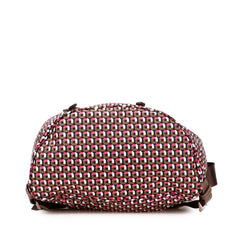 プラダ 三角ロゴプレート リュック バックパック BZ0032 ブラウン ピンク ナイロン レザー レディース PRADA 【中古】