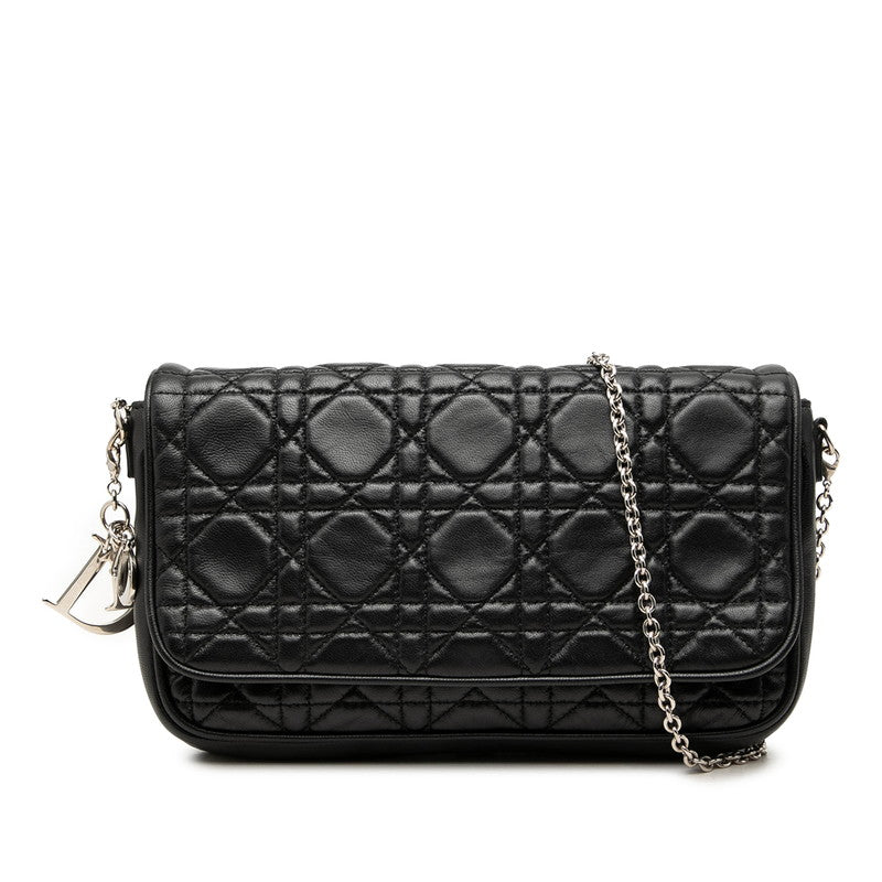 ディオール カナージュ レディディオール チェーンウォレット ショルダーバッグ ブラック ラムスキン レディース Dior 中古