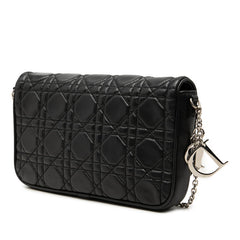 ディオール カナージュ レディディオール チェーンウォレット ショルダーバッグ ブラック ラムスキン レディース Dior 中古