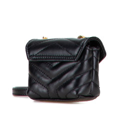 サンローラン ルル ミニ チェーンショルダーバッグ AirPods ケース ブラック ゴールド レザー レディース SAINT LAURENT 【中古】