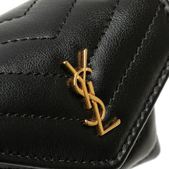 サンローラン ルル ミニ チェーンショルダーバッグ AirPods ケース ブラック ゴールド レザー レディース SAINT LAURENT 【中古】